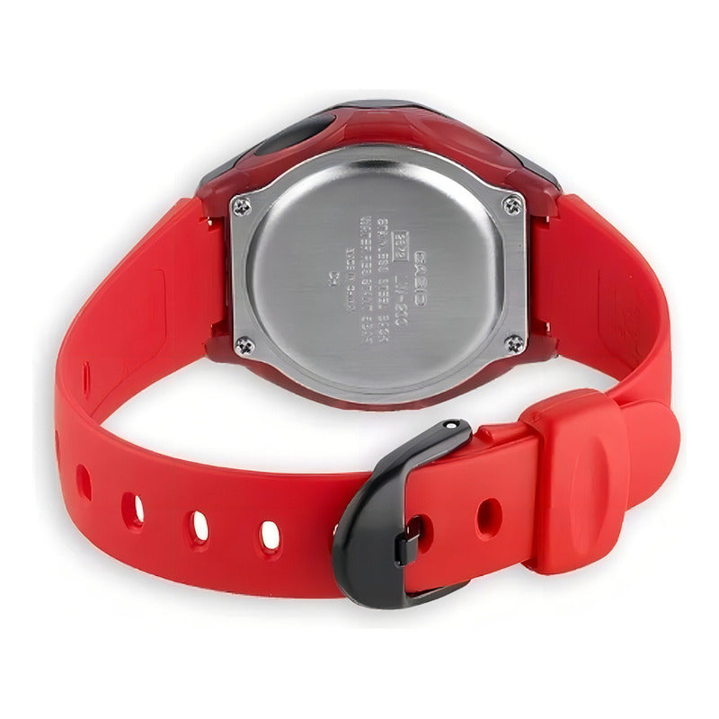 Reloj Pulsera Digital Casio Lw-200-2av Con Correa De Resina Color Rojo - Fondo Gris - Bisel Negro