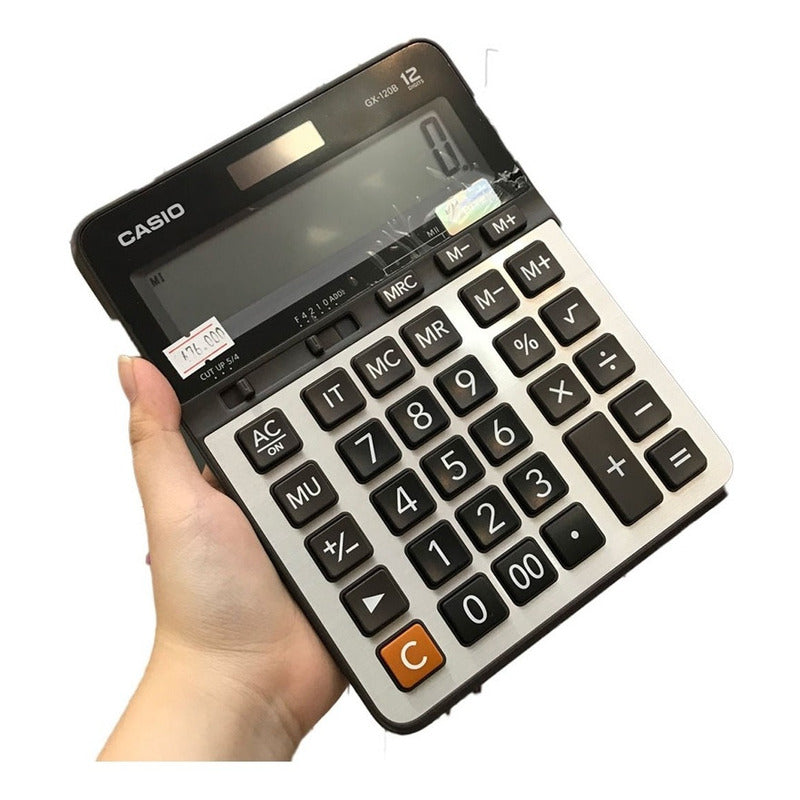 Calculadora Casio Gigante Gx-120b-w-dc Relojesymas Negro