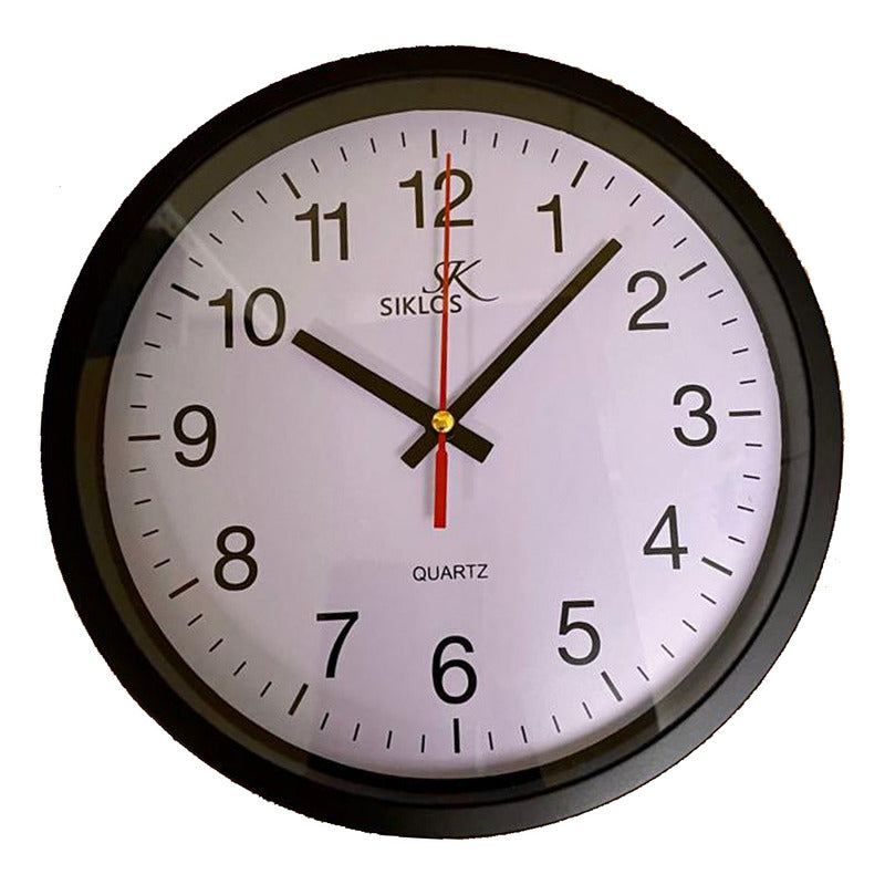 Reloj Pared Plastico Siklos Gb8110 Negro 28 Cm Silencioso Negro Blanco