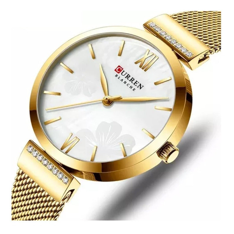 Relojes De Cuarzo Dama Curren 9067-2 De Moda Original Dorado Plateado