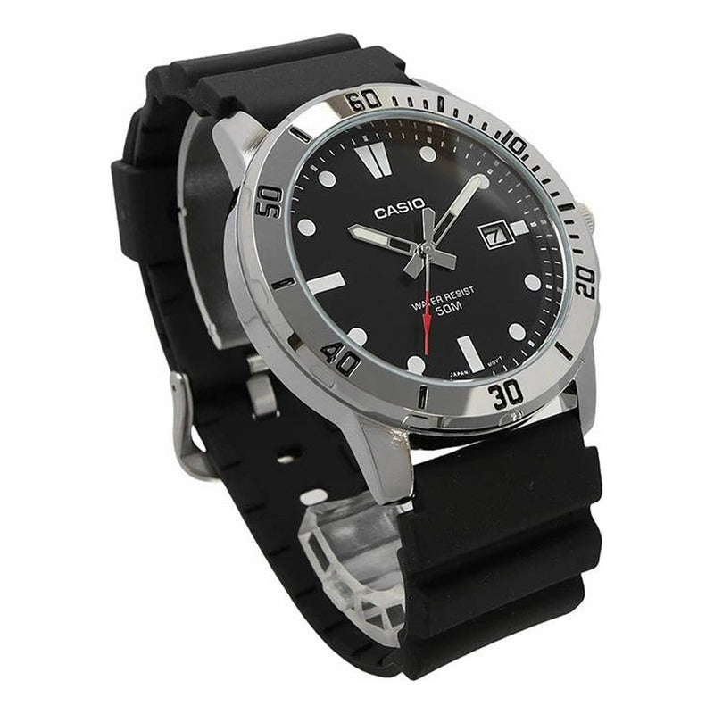 Reloj Casio Hombre Mtp-vd01-1e Resina Relojesymas Negra Plateado Negro