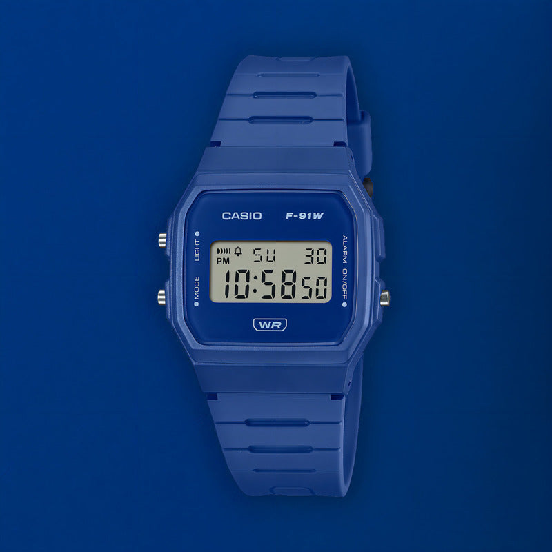 Reloj Unisex Casio F-91wb-2a1df Core Mens Correa Azul Bisel Azul Fondo Azul