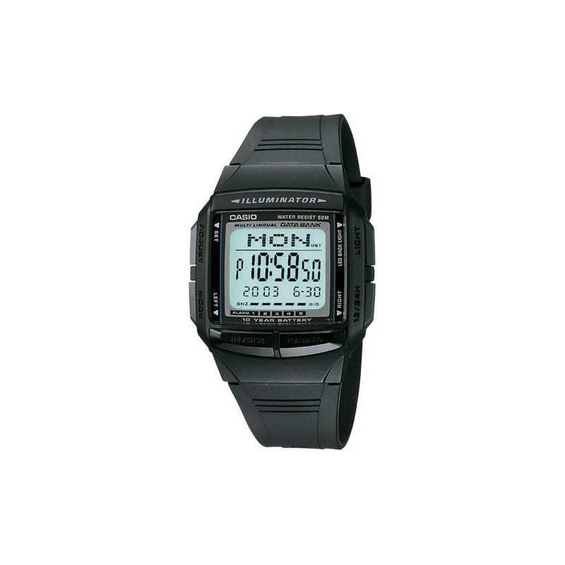 Reloj Casio Hombre Db 36 1av Correa De Resina Con Luz De Fondo Led Y Resistente Al Agua Color Negro
