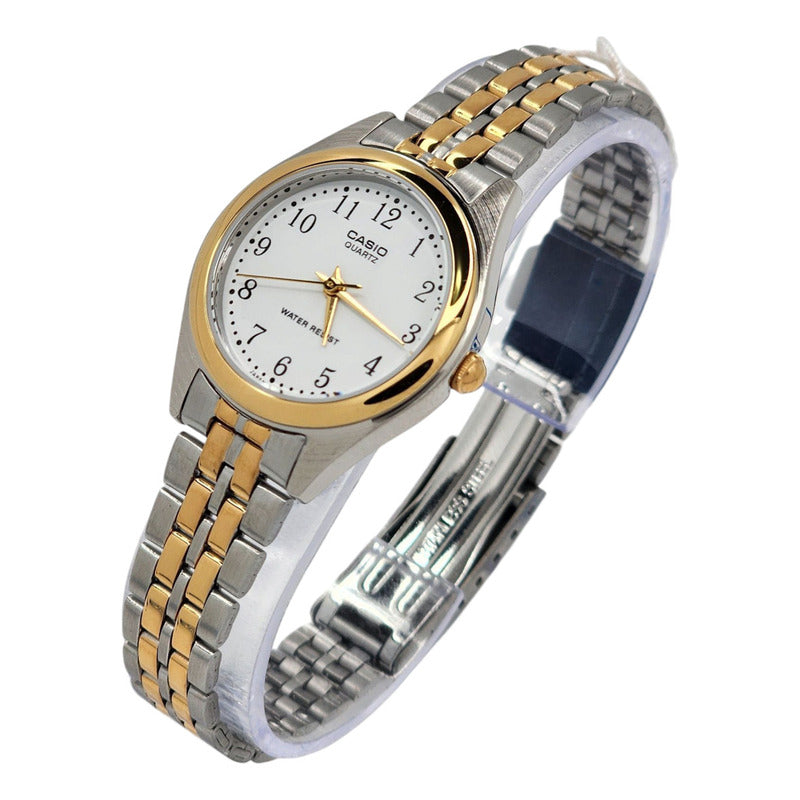 Reloj Casio Dama Ltp-1129g-7bh Dorado Y Plateado