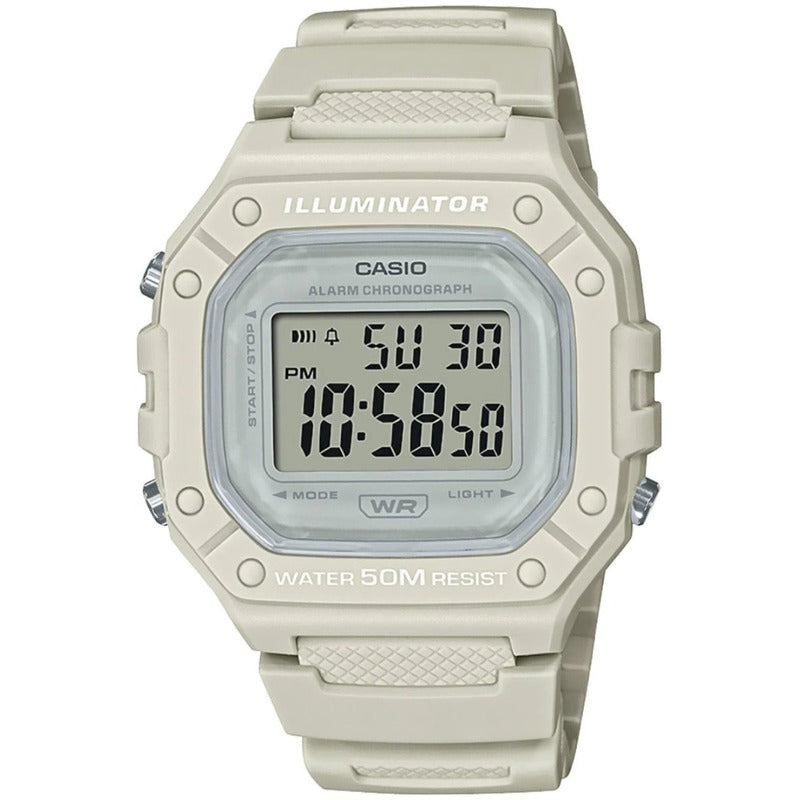 Reloj Casio W-218hc-8a Blanco Alarma Cronometro Relojesymas