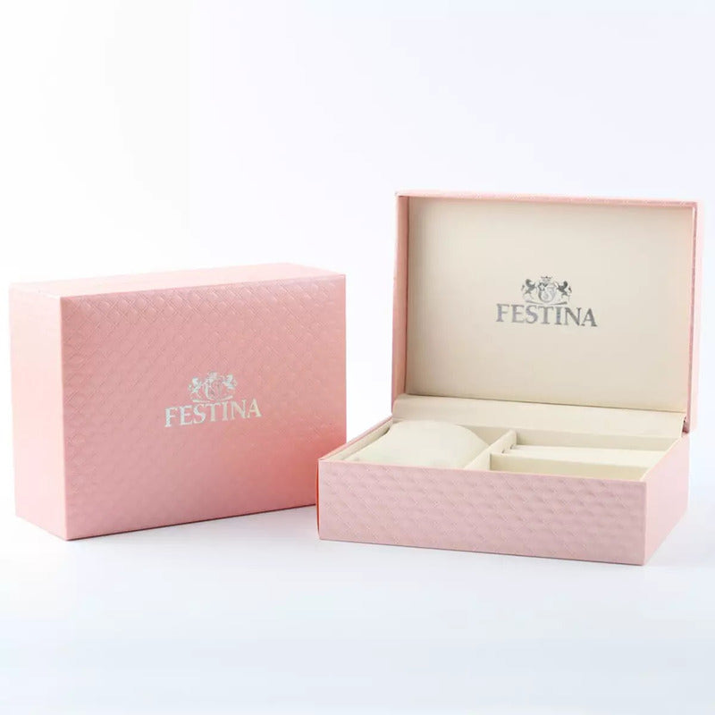 Reloj De Mujer Festina Boyfriend Con Piedras De Acero F16790 Plateado Lavanda / Lila