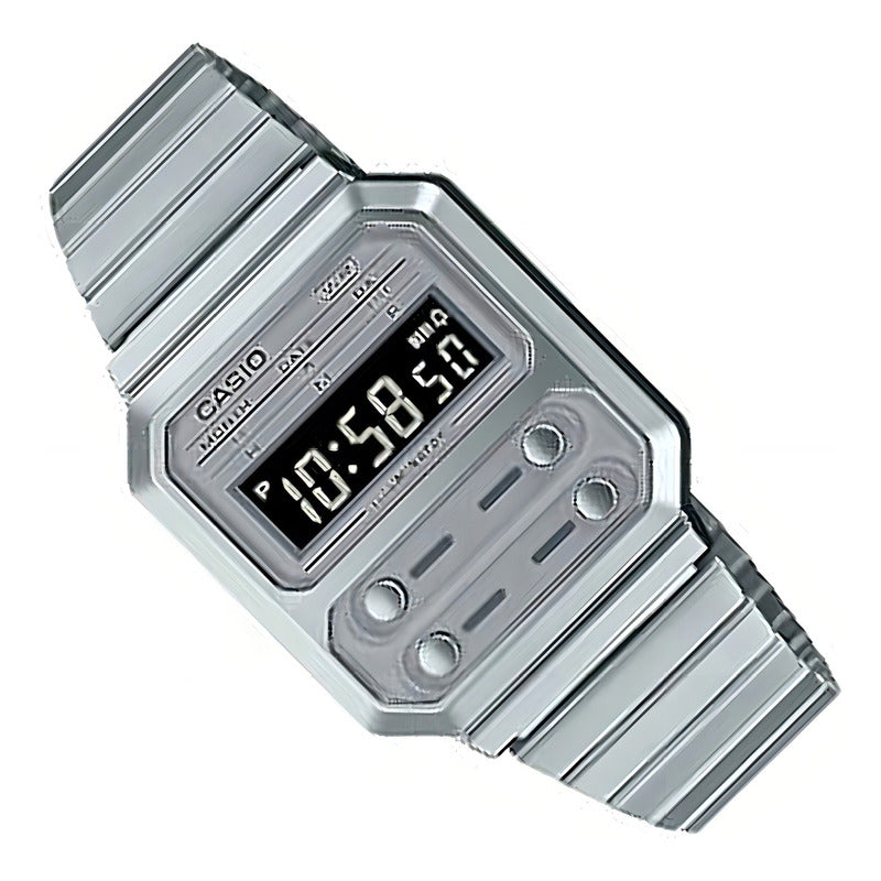 Reloj Casio Vintage A-100we-7b Agente Oficial Casiocentro Plateado