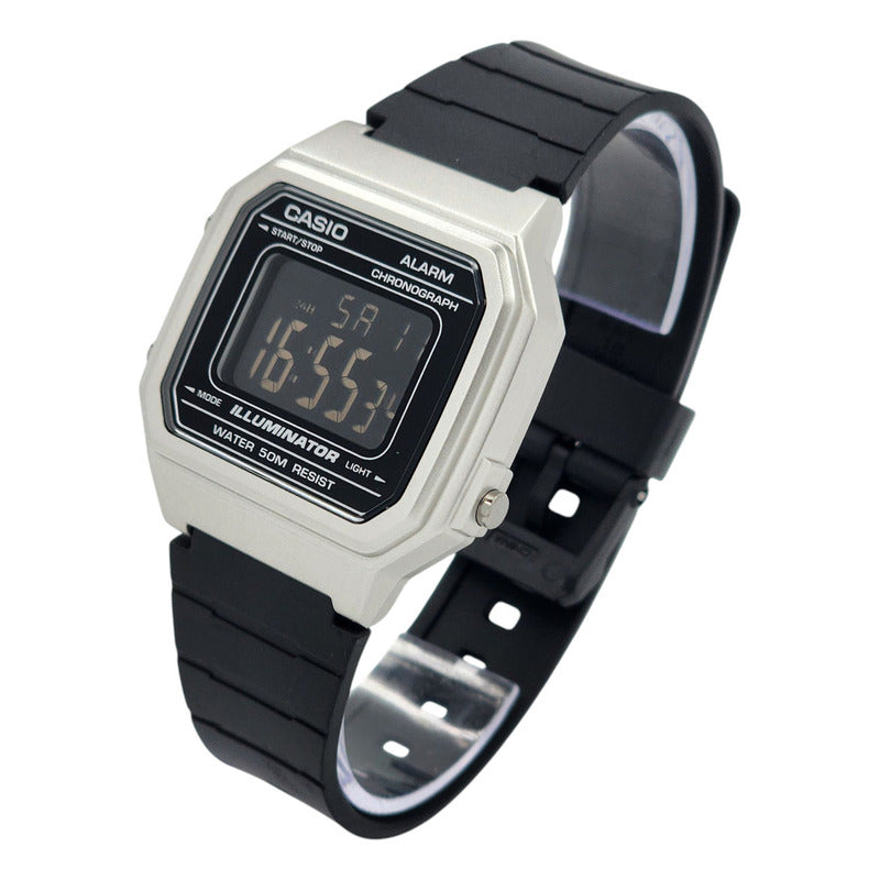 Reloj Casio Digital Cuarzo W-217hm, Con Correa Negra Y Resistente Al Agua Negro Plata