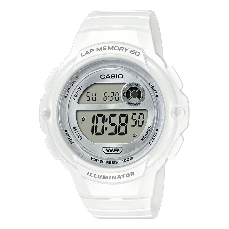 Reloj Casio Digital Lws-1200h-7a1v Sumergible Original Blanco Plateado