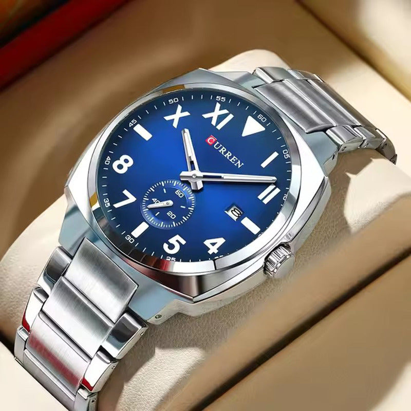 Pulsera Curren 8472-2 Moderna Y Elegante Plateado Azul
