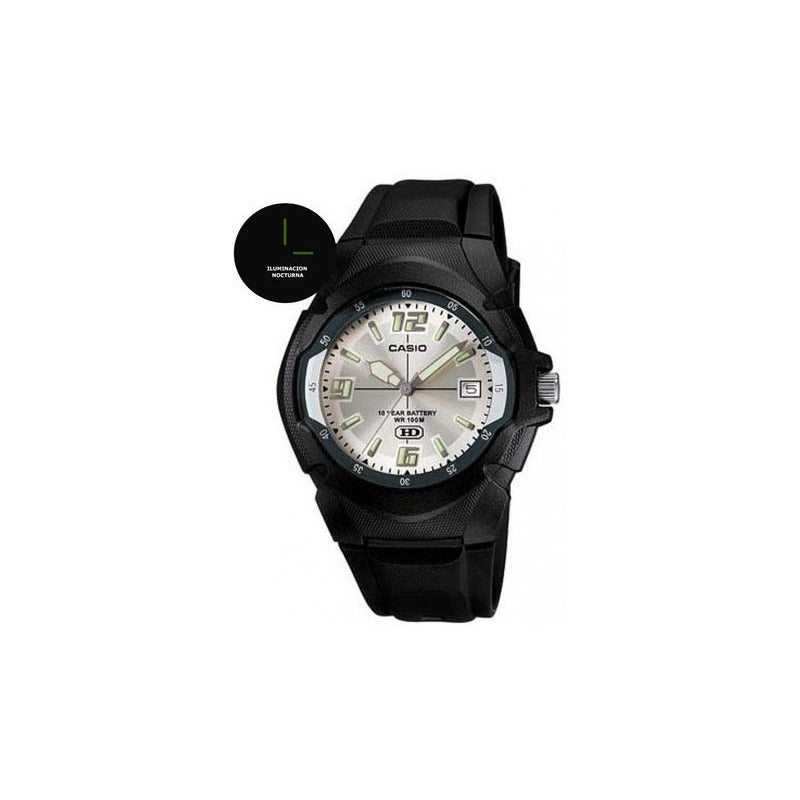 Reloj Casio Mw-600f-7a Plateado Relojesymas Blanco Negro Blanco 7a