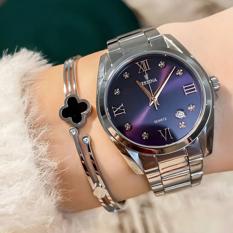 Reloj Festina Boyfriend Mujer Acero Inoxidable F16790e Plateado Violeta