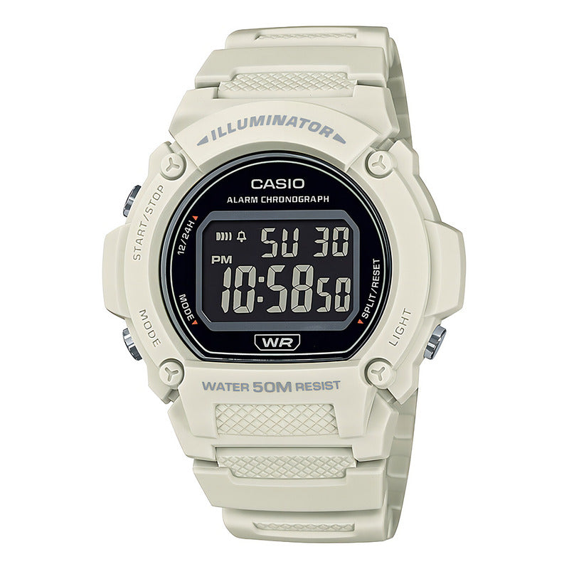Reloj Pulsera Digital Casio W-219hc-8bvdf Con Correa De Resina Color Blanco - Bisel Negro