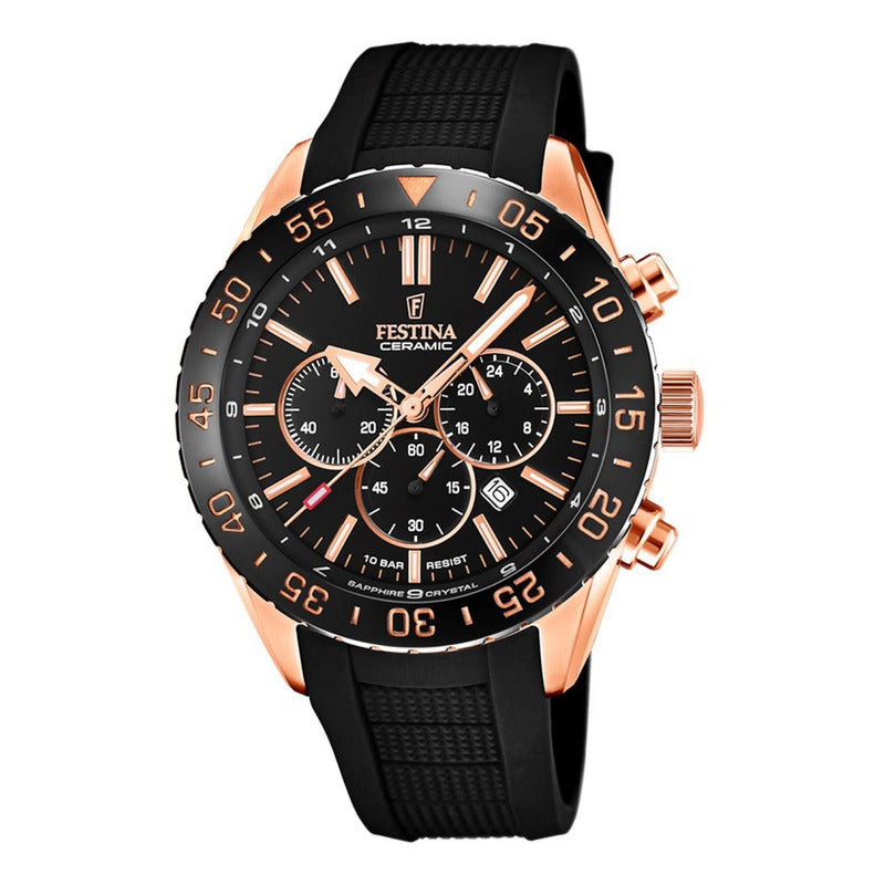 Reloj Festina Hombre F20516/2 Cronografo Ceramic Negro/oro Rosa