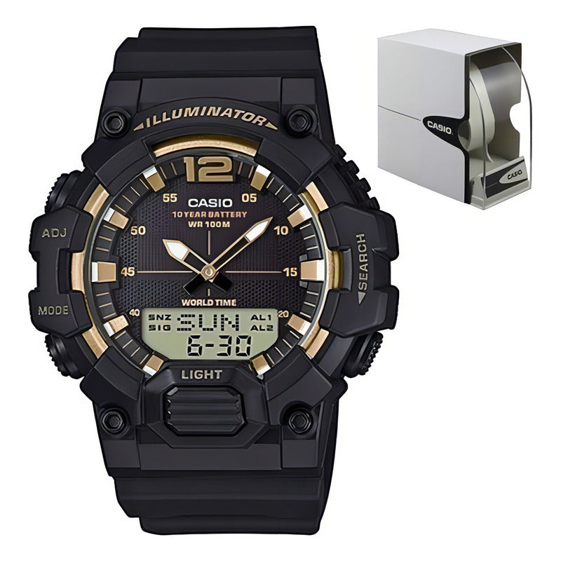 Reloj Casio Hdc 700 Dorado Memorias Alarma Sumergible 100m Negro