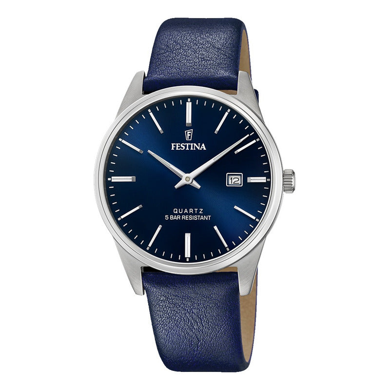 Reloj Hombre Festina F20512/3 Fechero Negro Analógico Marrón Claro Plateado Azul