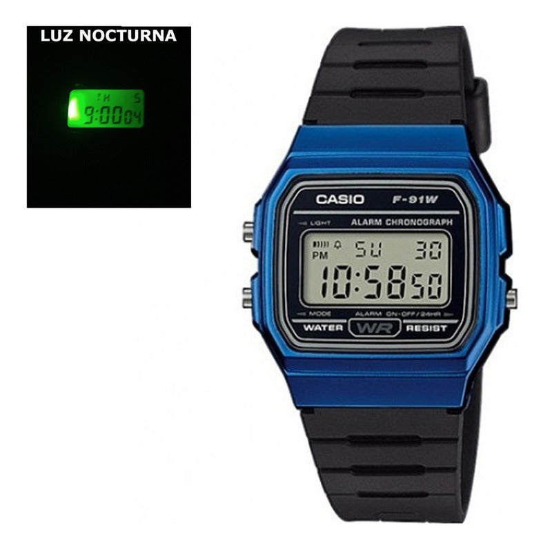 Reloj De Pulsera Casio Collection F-91wm-2a Relojesymas Negro Gris