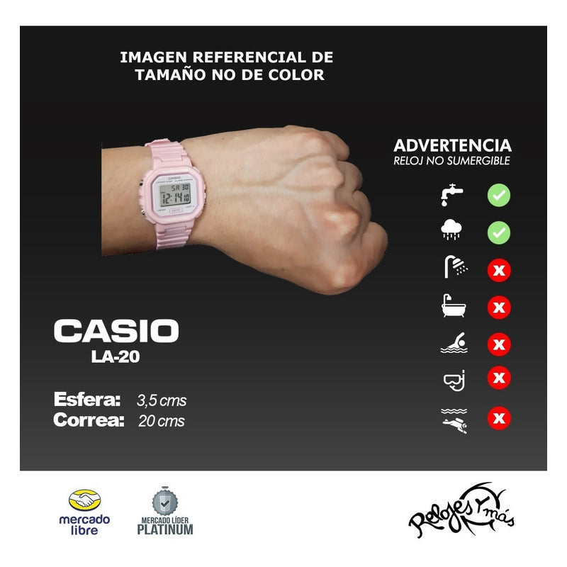 Reloj Casio Dama La-20wh Colores Surtidos/relojesymas Negro 1b