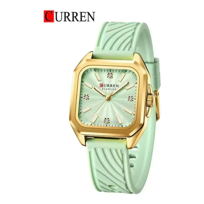 Reloj Para Mujer Curren 9113-2 Kree4502 Dorado Dorado Verde Claro
