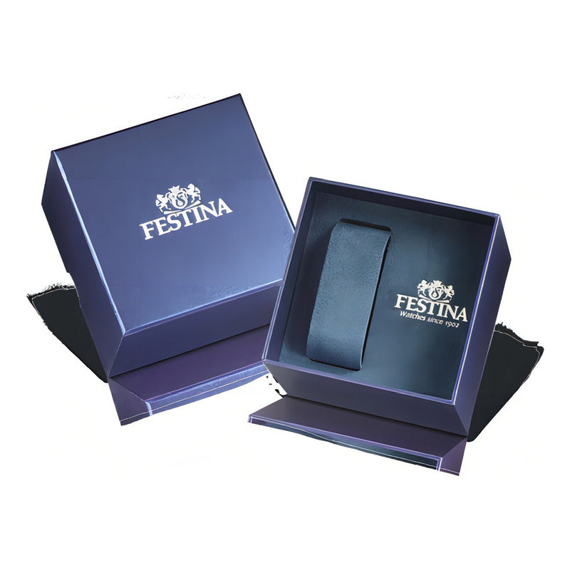 Reloj Festina Hombre Cronógrafo F20343/7 Color Del Fondo Azul Color De La Malla Plateado Color Del Bisel Plateado