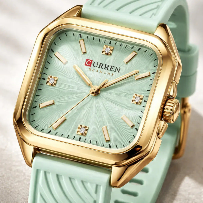 Reloj Para Mujer Curren 9113 Kree4502 Dorado Verde Claro