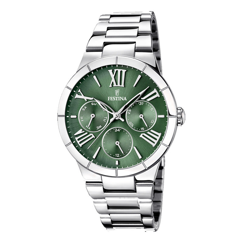Relojes Pulsera Metal Mujer F16716/5 Original Plateado Verde