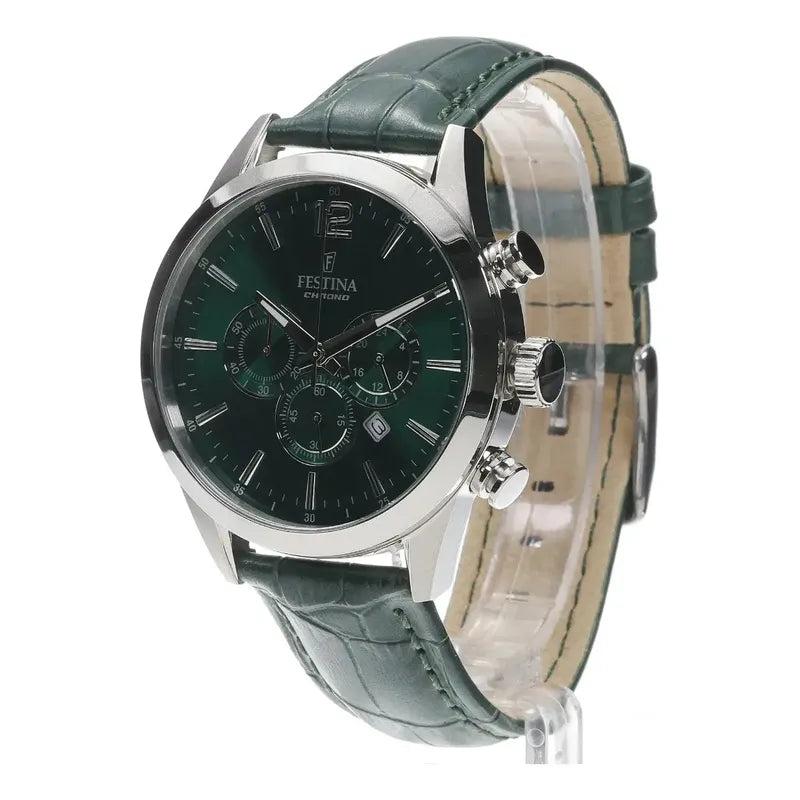 Reloj Festina F20542.7 Hombre Cronógrafo Timeless Chrono Verde Plateado