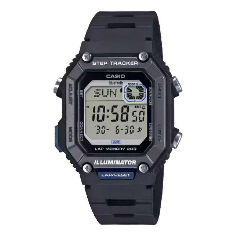 Reloj Casio Caballero Ws-b1000 Conectividad Bluetooth Correa Negro Bisel Negro Fondo Negro