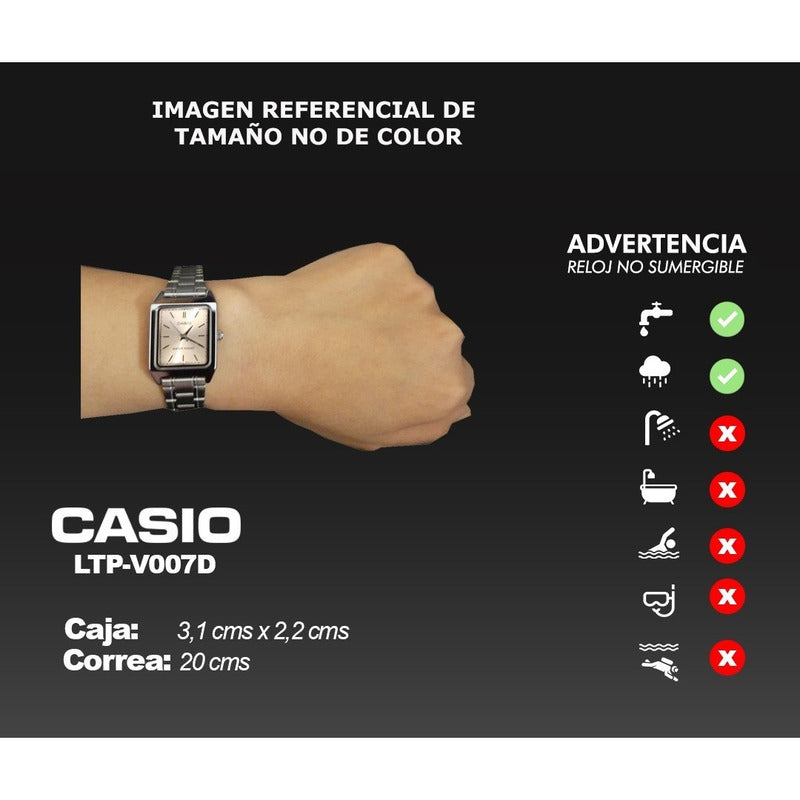 Reloj Casio Dama Ltp-v007d-7e, Acero Plateado