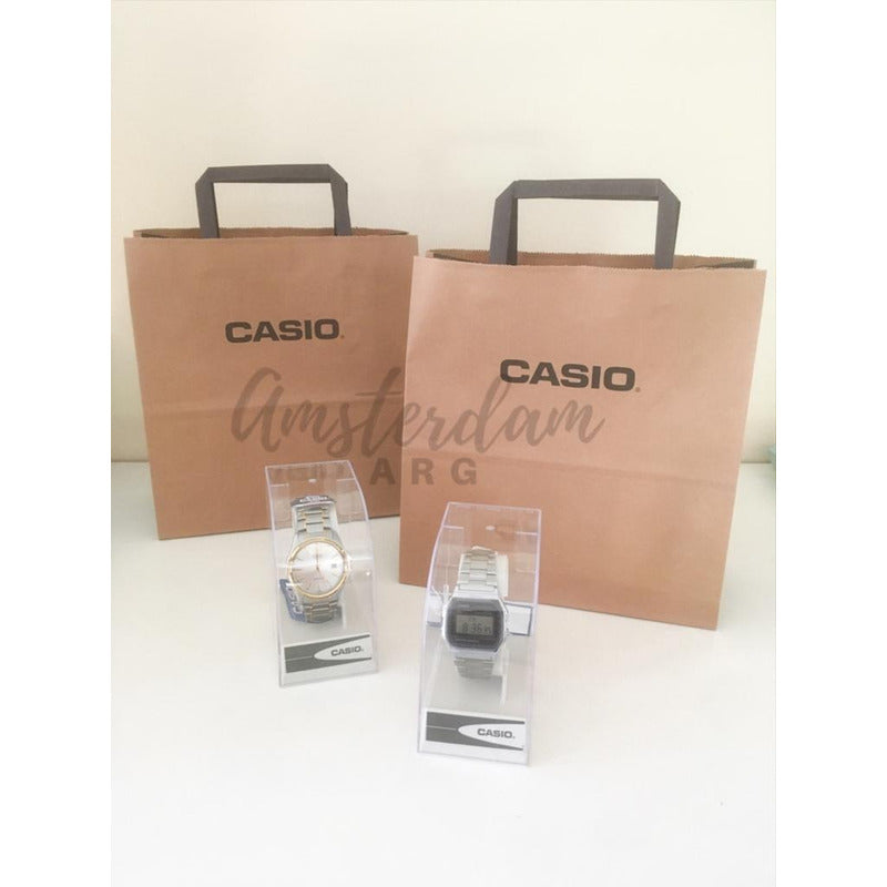 Reloj Casio Mujer Ltp-1302sg-7avdf Bicolor Plateado Blanco