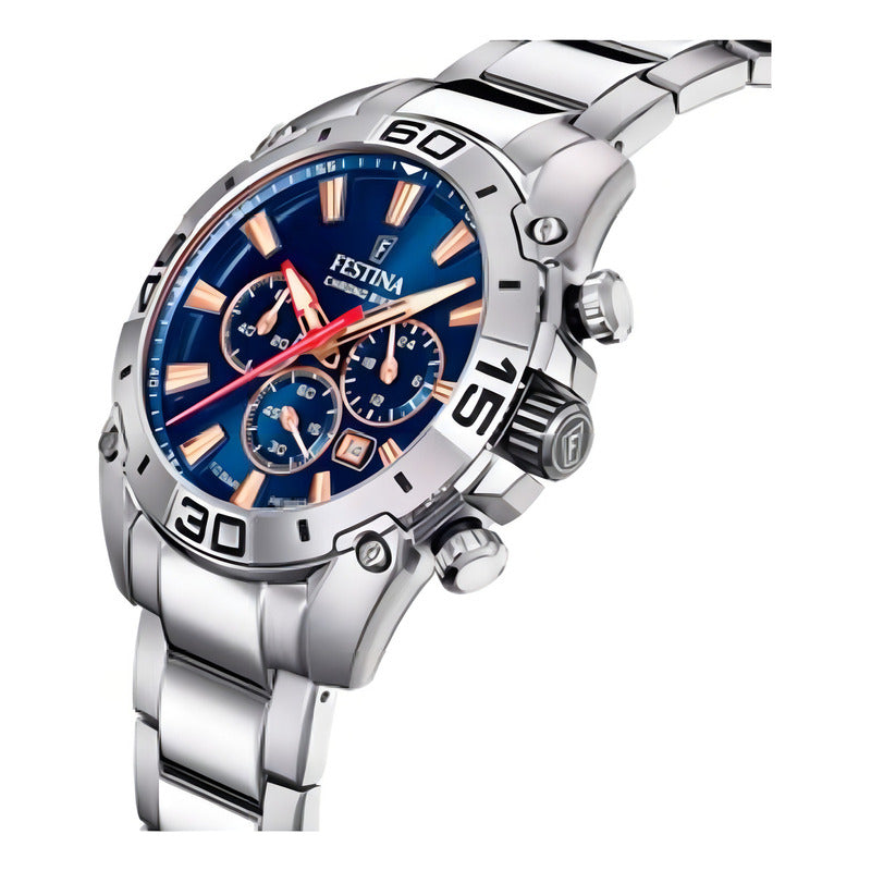 Reloj F20543/4 Festina Hombre Chrono Bike /marisio Color De La Correa Plateado Color Del Bisel Plateado Color Del Fondo Azul