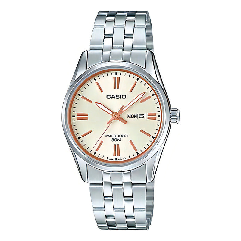 Reloj Casio Mujer Ltp-1335d-9avdf Plata Beige