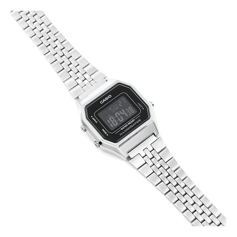 Reloj Casio Original Dama Modelo La680wa-1b Local Granimp Plata Negro