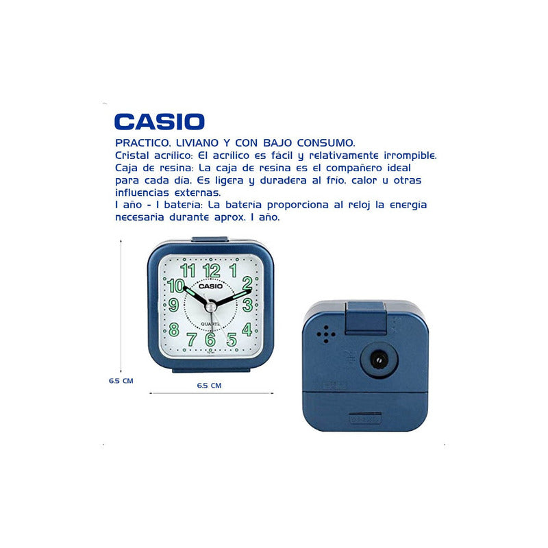 Reloj Casio Despertador Tq-141-2df Azul