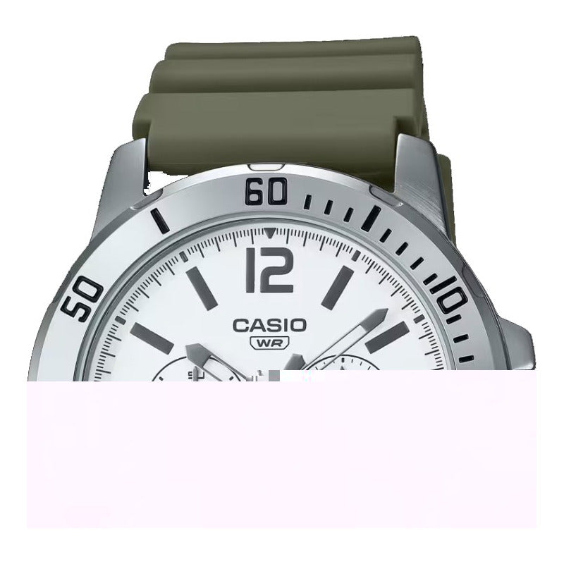 Reloj Casio Sports Mtp-vd300-3b Hombre Original Verde Plateado Blanco