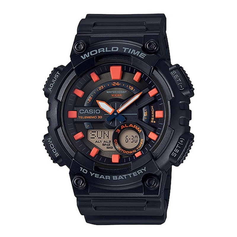 Reloj Digital Casio Aeq-110w-1a2 Analogo Digital Original Negro Negro Negro