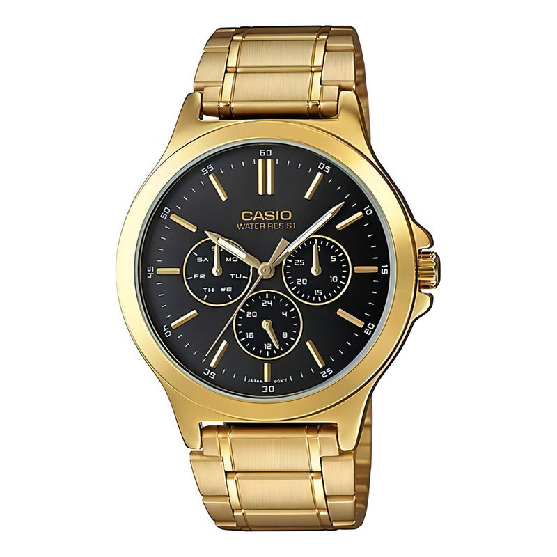 Reloj Casio Mtp_v300g_1a Cuarzo Hombre Color De La Correa Dorado
