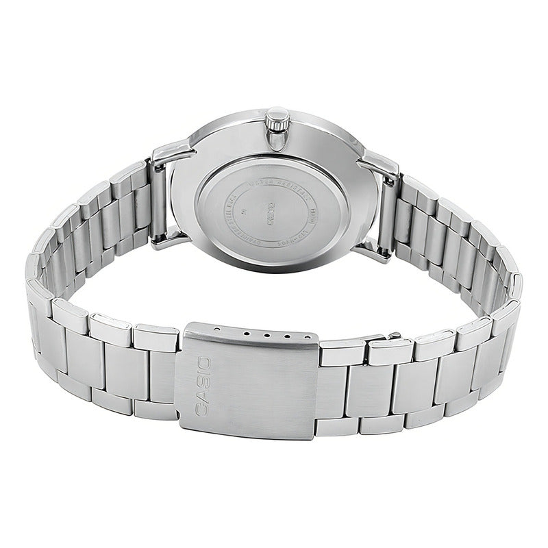 Reloj Casio Ltp-vt01d-4budf Cuarzo Mujer Color De La Correa Plateado Color Del Bisel Plateado Color Del Fondo Rosa Plata