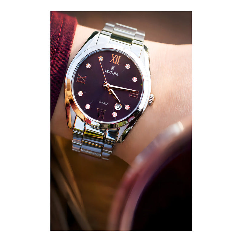 Reloj Festina Boyfriend Mujer Acero Inoxidable F16790e Plateado Violeta