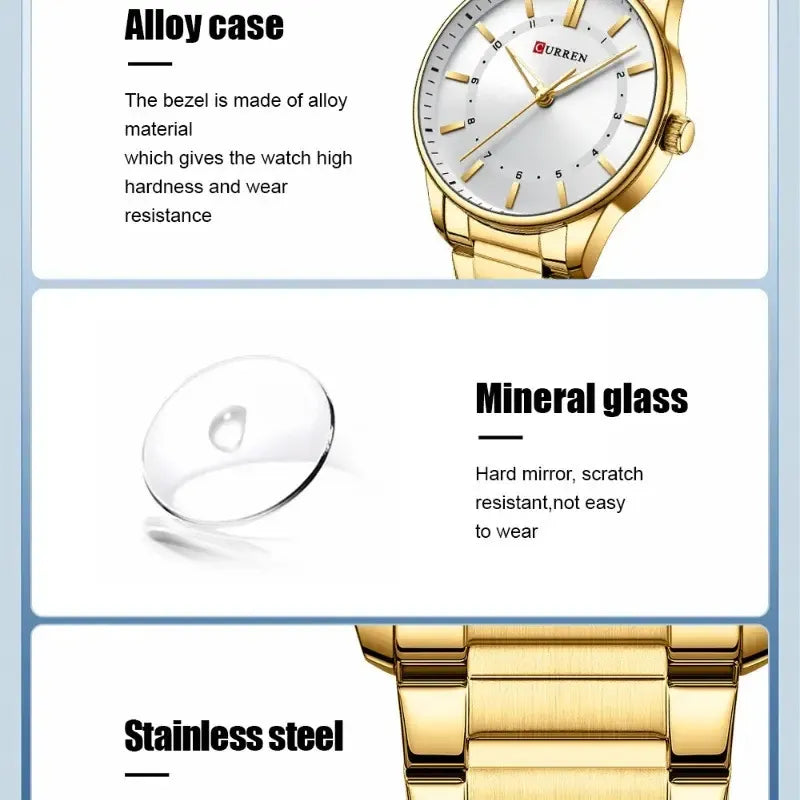 Reloj Pulsera Curren 8430-4 Color Golden/white Golden/white Dorado Blanco