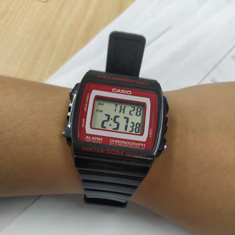 Reloj Casio W-215h-1a2 Hombre Digital Relojesymas Negro Rojo