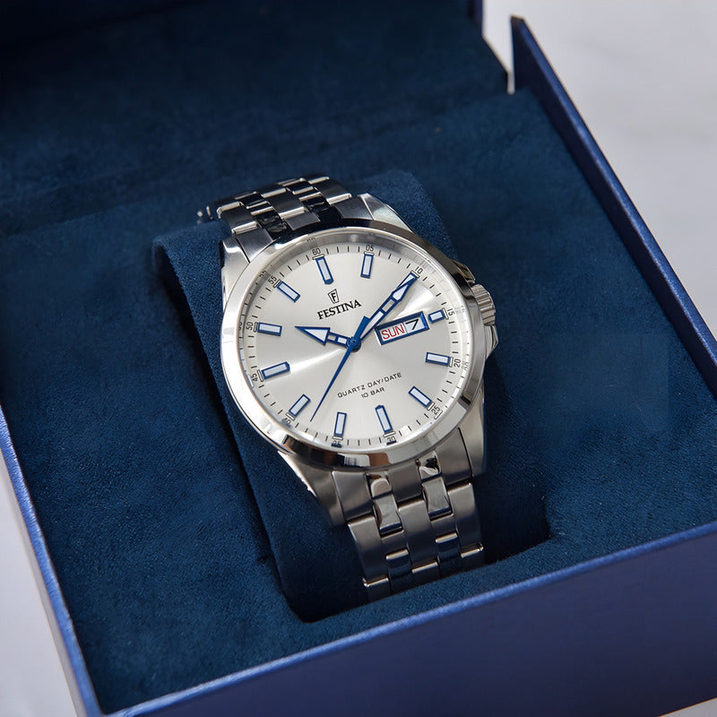 Reloj Festina Hombre Acero Clásico Fecha Sumergible F20357.1 Plateado Plateado Plateado
