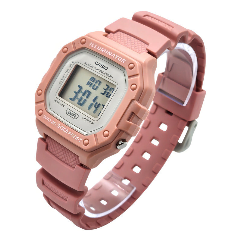 Reloj Deportivo Casio W-218hc-4av Rosa Gris