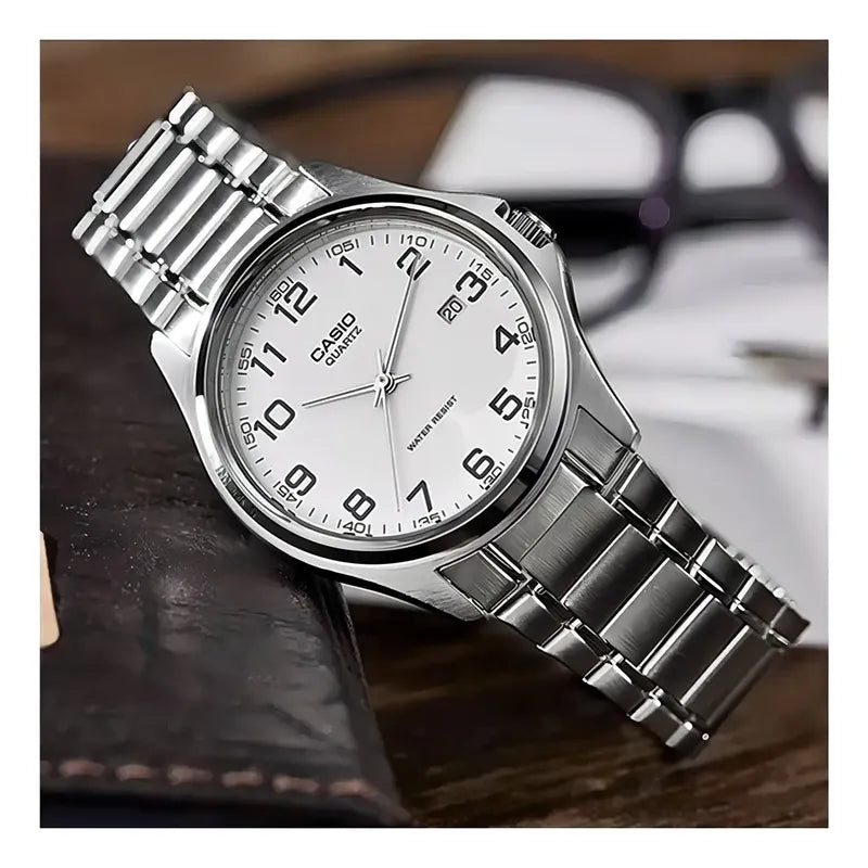 Reloj Casio Clásico Mtp-1183a Para Hombre, Con Cuarzo Y Correa De Acero Plateado Azul