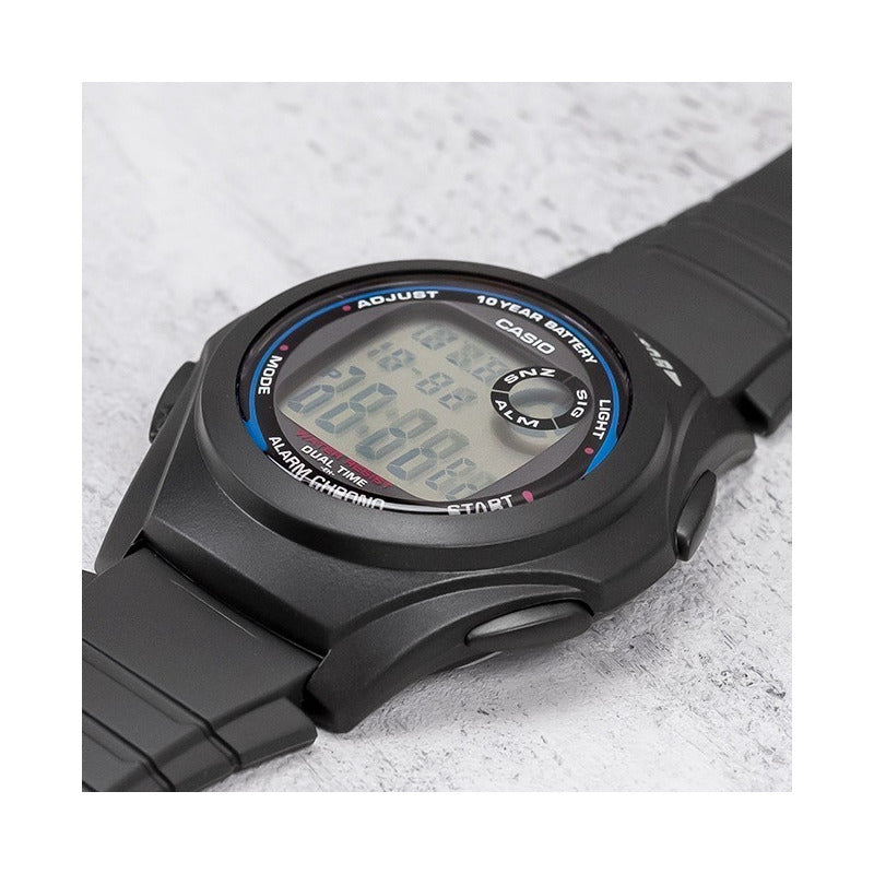 Reloj Casio De Caballero F-200w-1adf Color De La Correa Negro