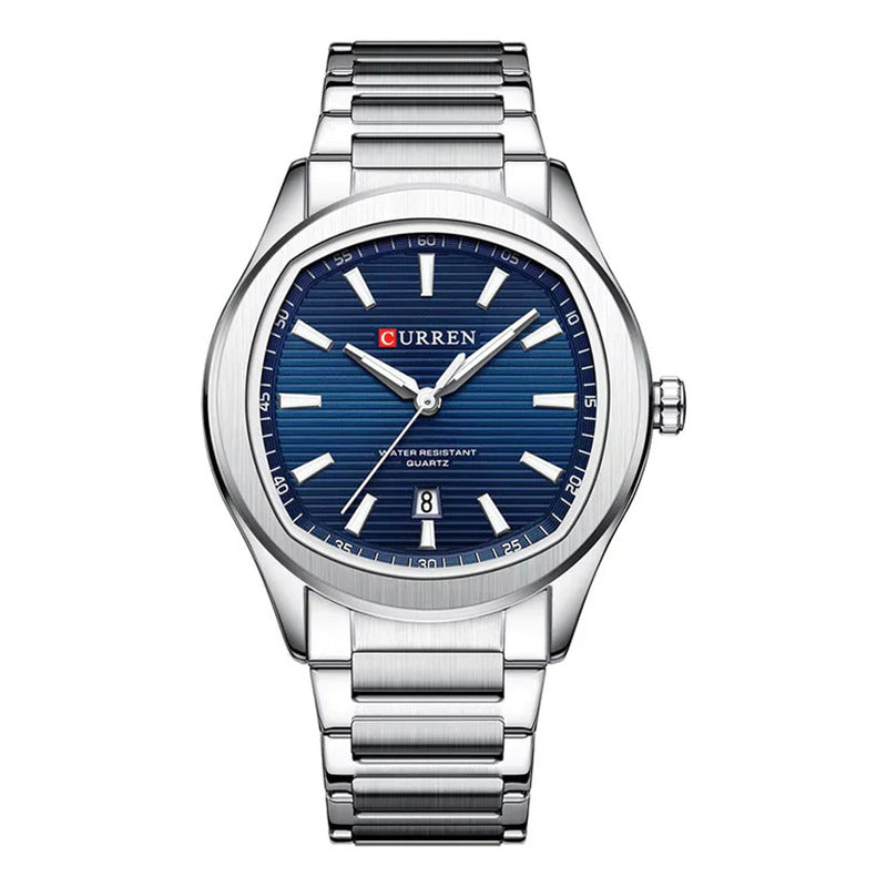 Reloj Curren 8474-2 Metálico Para Hombre Elegante Plateado Azul