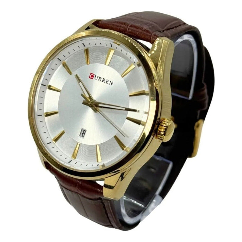 Reloj Para Hombre Curren 8365 Krec751802 Café Dorado