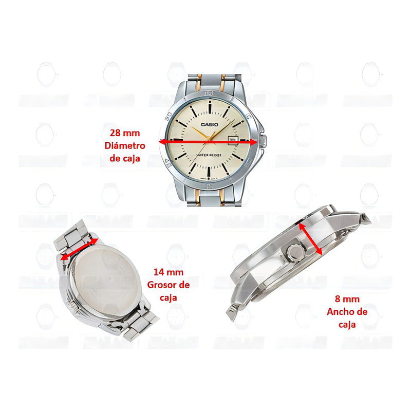 Reloj Casio Mujer Ltp-v004sg-9audf Plateado Dorado