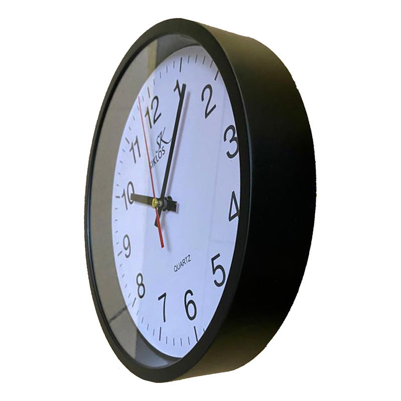 Reloj Pared Plastico Siklos Gb8110 Negro 28 Cm Silencioso Negro Blanco