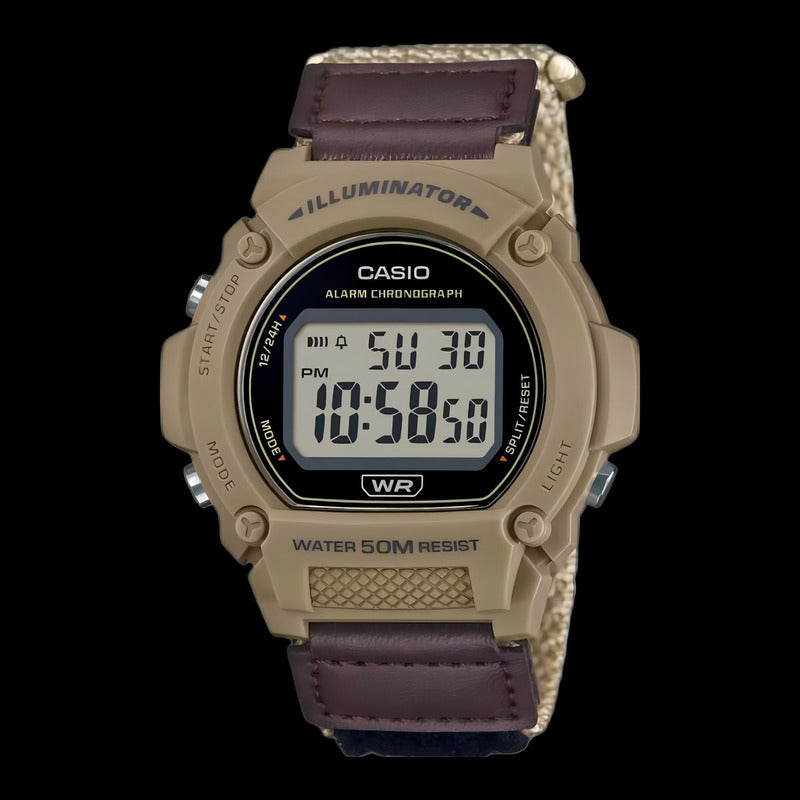 Reloj Casio W-219hb-5avdf Cuarzo Hombre Marrón Beige Black